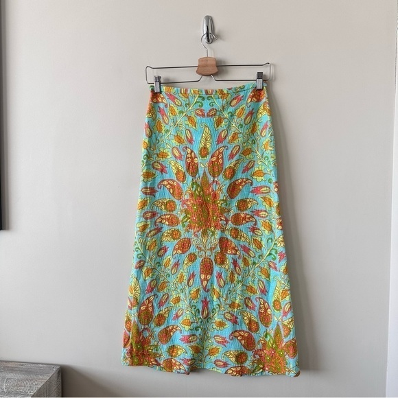 ZARA-PAISLEY Floral Tie Waist Detail Midi Skirt (Size:Small) - Picture 5 of 11